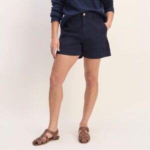 Everlane The Utility Short Organic Cotton Twill High Rise Navy Blue‎ NEW Size 14